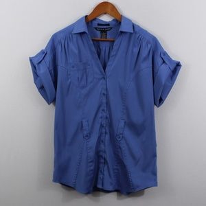 Antilia Femme Blue Button Down Blouse